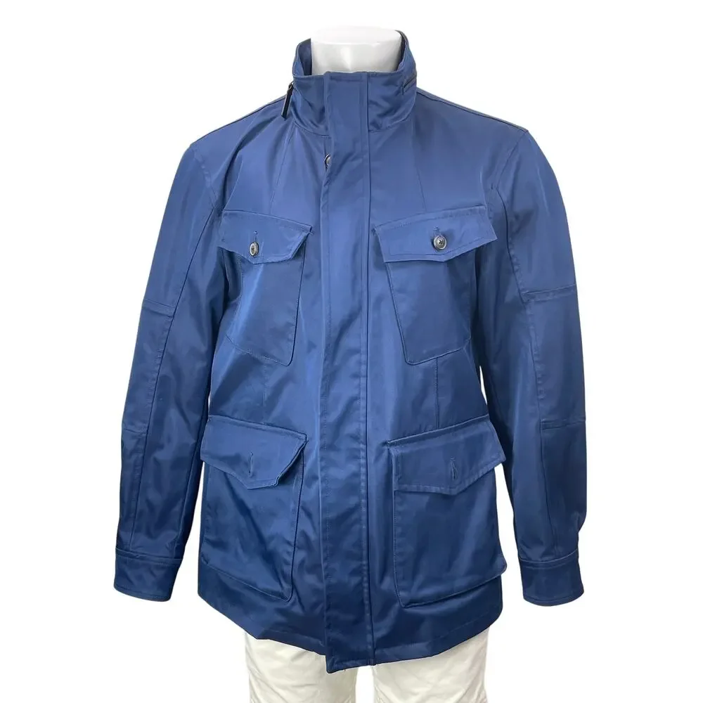 Banana Republic Men's Blue Long Sleeve Utility Pocket Water Resist Coat Jacket L